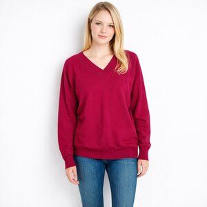 2/$30 NWT Universal Standard Pullover V-Neck Sweater w/ Ribbing Red XS #A1319